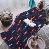 Watercolor colorful seahorse pattern Blanket Robe with Sleeves