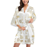 Beautiful gold japanese pattern Women's Short Kimono Robe