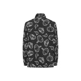 Garlic pattern black background Women's Long Sleeve Polo Shirt
