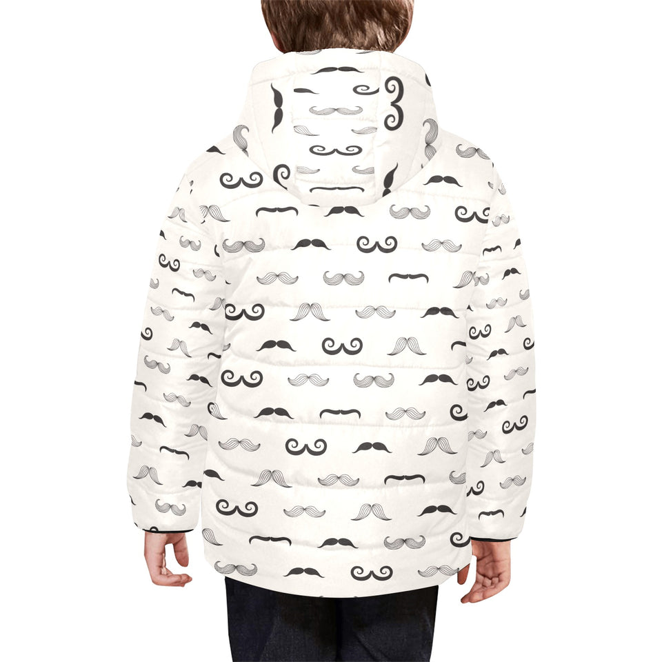 Mustache Beard Pattern Print Design 05 Kids' Boys' Girls' Padded Hooded Jacket