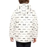 Mustache Beard Pattern Print Design 05 Kids' Boys' Girls' Padded Hooded Jacket