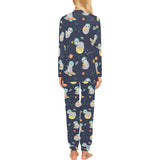 Cute sloth astronaut star planet rocket pattern Women's All Over Print Pajama Set