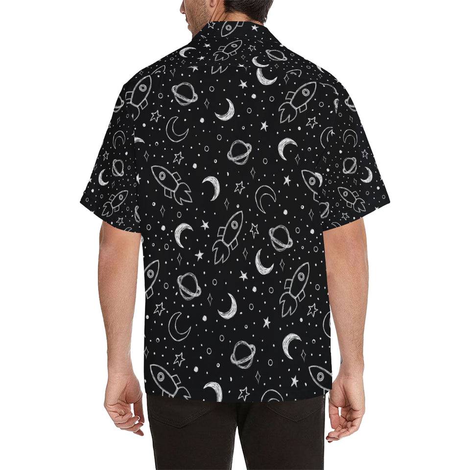 Hand drawn space rocket star planet Men's All Over Print Hawaiian Shirt