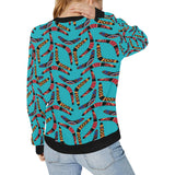 Boomerang Australian aboriginal ornament blue back Women's Crew Neck Sweatshirt