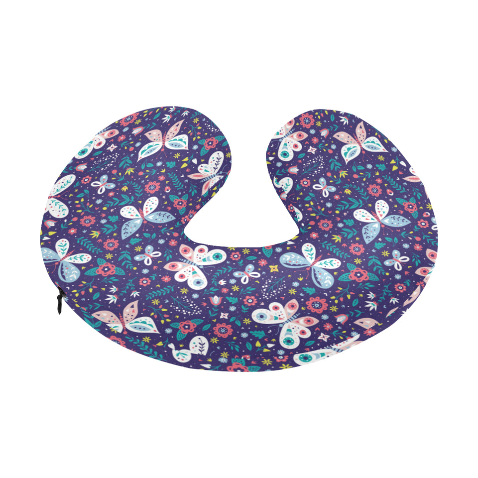 Colorful butterfly flower pattern.eps U-Shaped Travel Neck Pillow