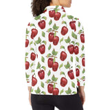Red apples pattern Women's Long Sleeve Polo Shirt