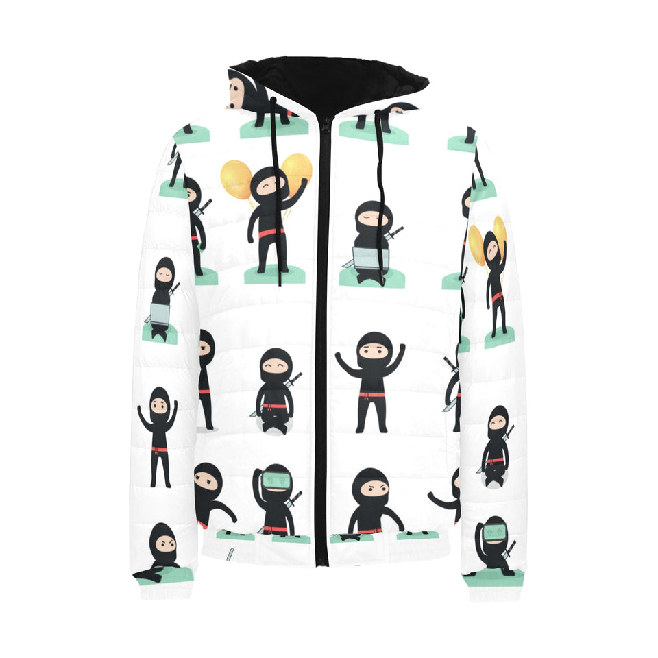 Cute ninja katana sword pattern Men's Padded Hooded Jacket