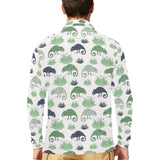 Chameleon lizard succulent plant pattern Men's Long Sleeve Polo Shirt