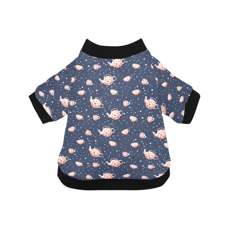 Tea pots Pattern Print Design 04 All Over Print Pet Dog Round Neck Fuzzy Shirt