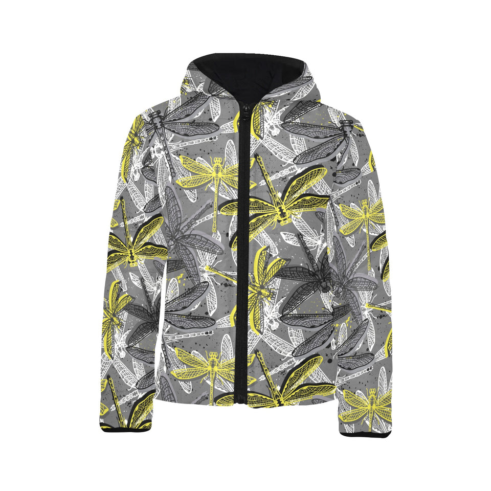 Hand drawn dragonfly pattern Kids' Boys' Girls' Padded Hooded Jacket