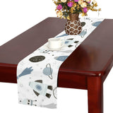 Hand drawn space elements space rocket star planet Table Runner