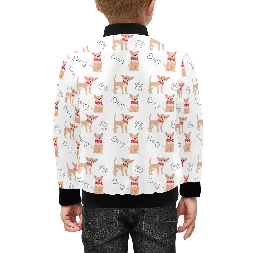 Chihuahua bone paw pattern Kids' Boys' Girls' Bomber Jacket