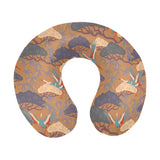Bonsai bamboo stork japanese pattern brown theme U-Shaped Travel Neck Pillow
