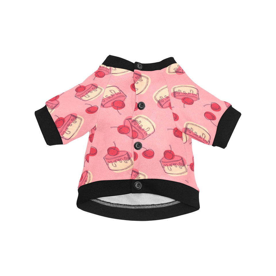 Cake cherry pattern All Over Print Pet Dog Round Neck Fuzzy Shirt