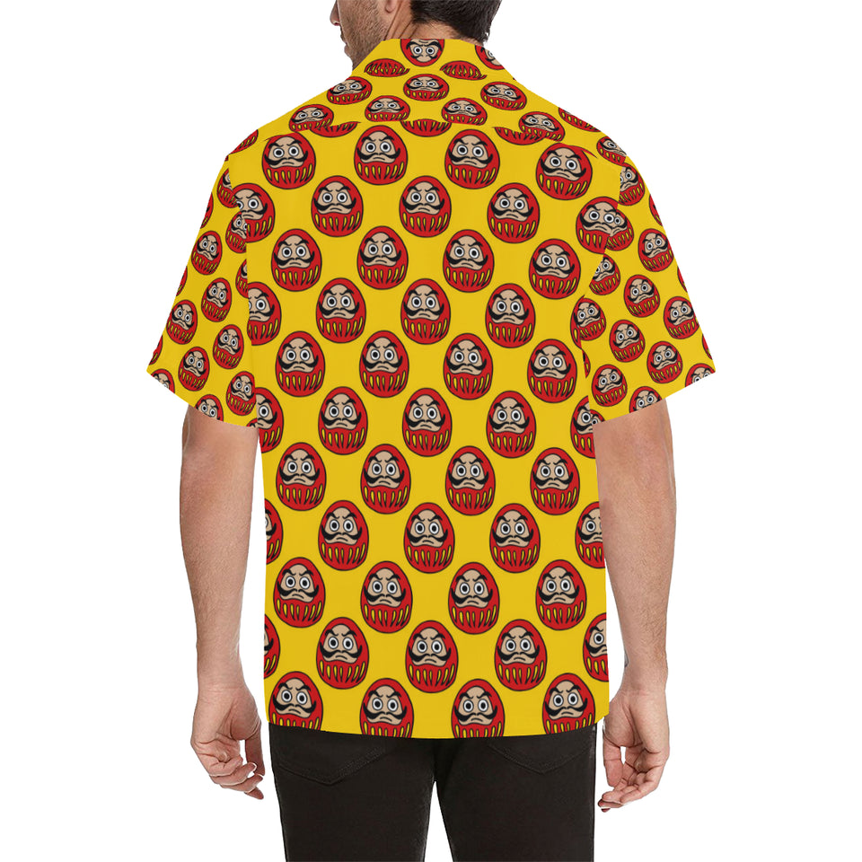 Daruma japanese wooden doll yellow background Men's All Over Print Hawaiian Shirt