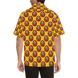Daruma japanese wooden doll yellow background Men's All Over Print Hawaiian Shirt