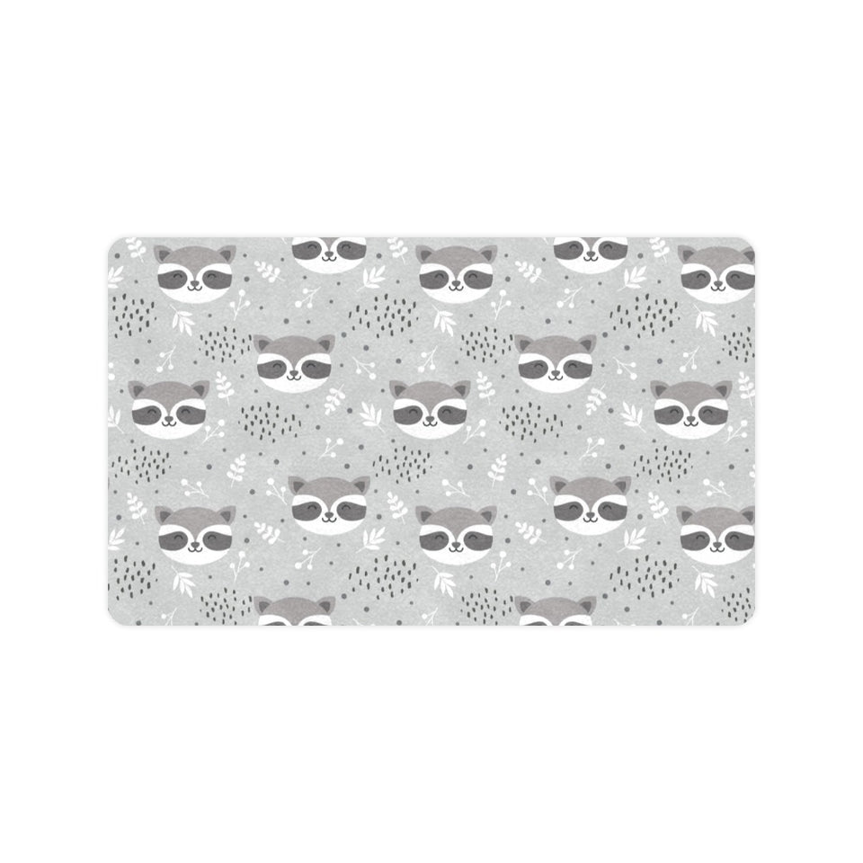 Cute raccoons leaves dot Doormat