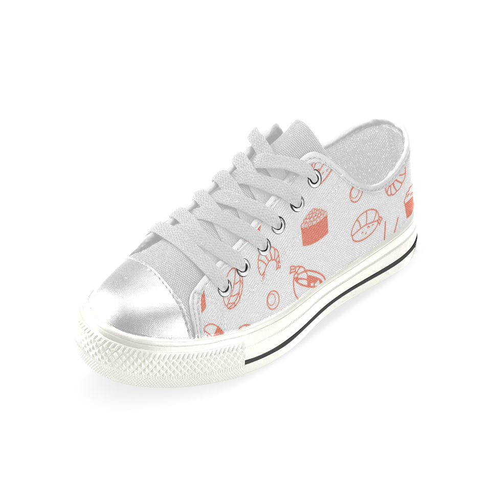 Sushi pattern Women's Low Top Canvas Shoes White