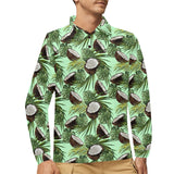 Coconut Pattern Print Design 02 Men's Long Sleeve Polo Shirt