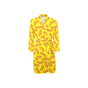 Sausage Pattern Print Design 01 Men's Long Sleeve Belted Night Robe
