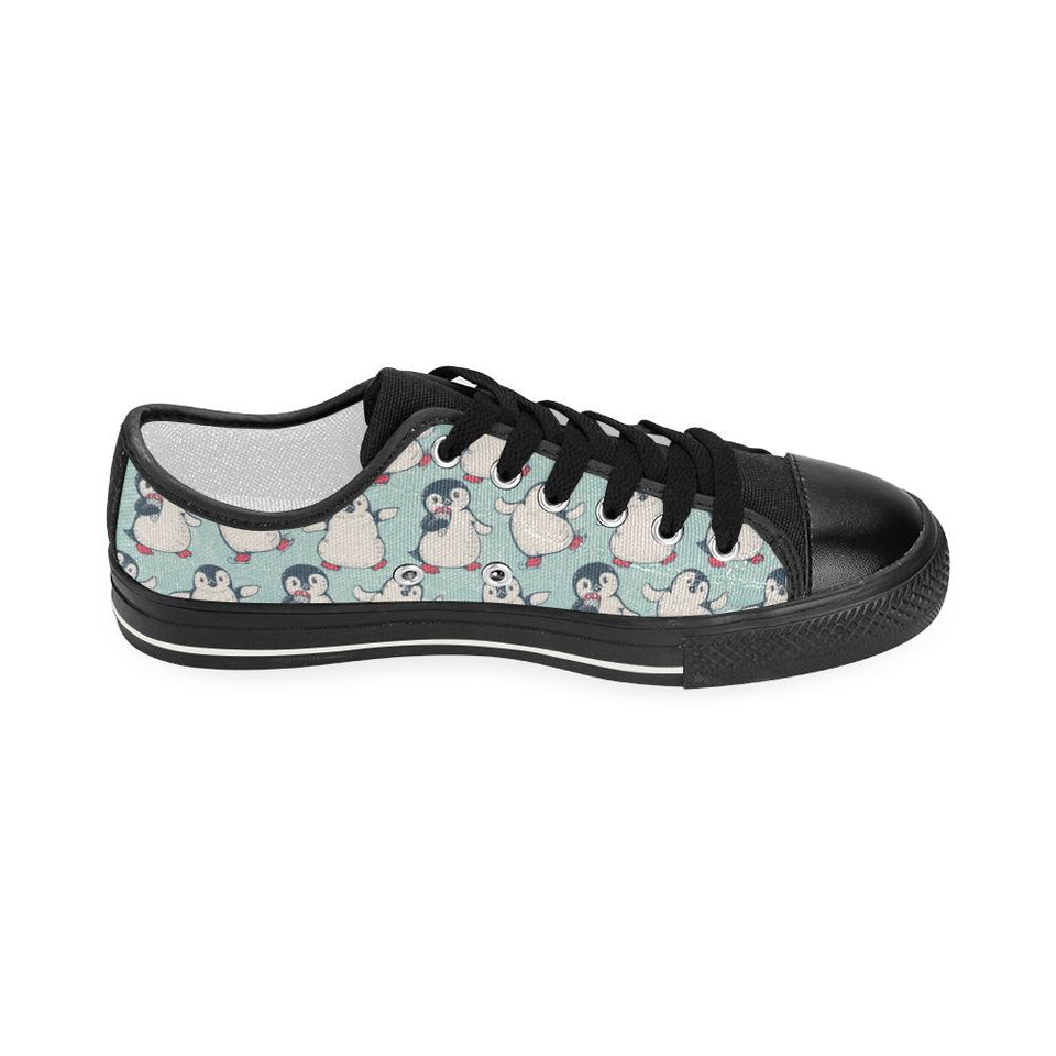 Cute Penguin pattern Kids' Boys' Girls' Low Top Canvas Shoes Black