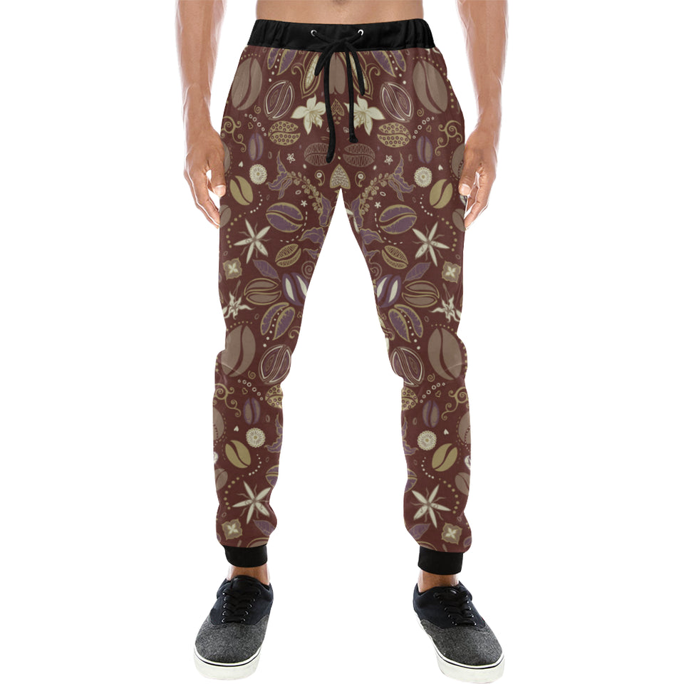Coffee bean flower pattern Unisex Casual Sweatpants