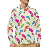 Colorful Chameleon lizard pattern Men's Long Sleeve Polo Shirt