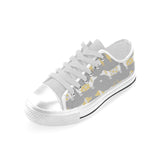 Cute dachshund dog pattern Men's Low Top Canvas Shoes White