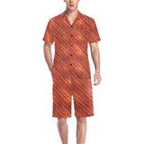 Wood Printed Pattern Print Design 03 Men's V-Neck Short Pajama Set