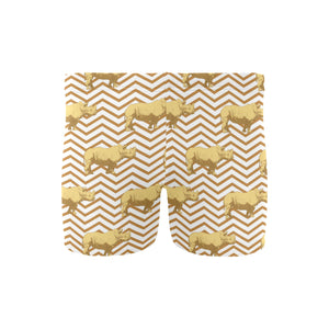 Rhino yellow theme pattern Men's Swimming Trunks