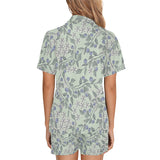hand drawn blueberry pattern Women's V-Neck Short Pajama Set