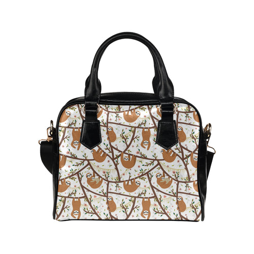 Sloths hanging on the tree pattern Shoulder Handbag