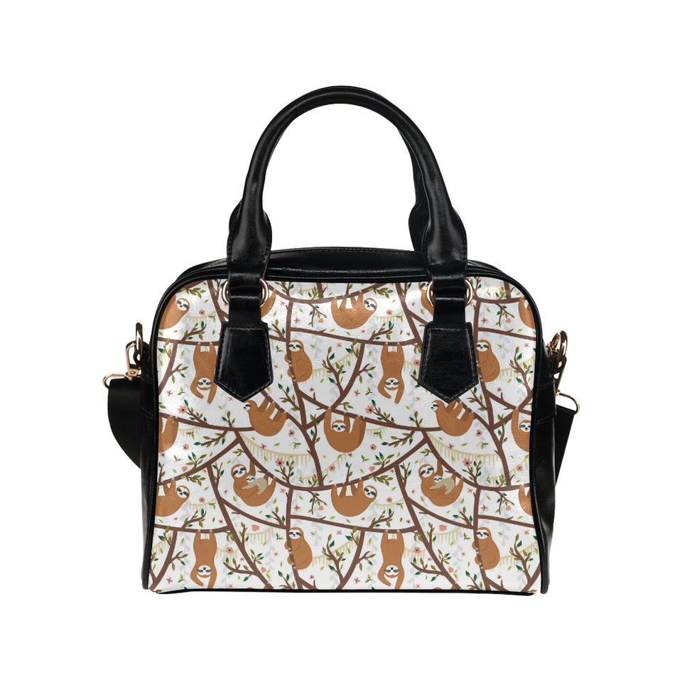 Sloths hanging on the tree pattern Shoulder Handbag