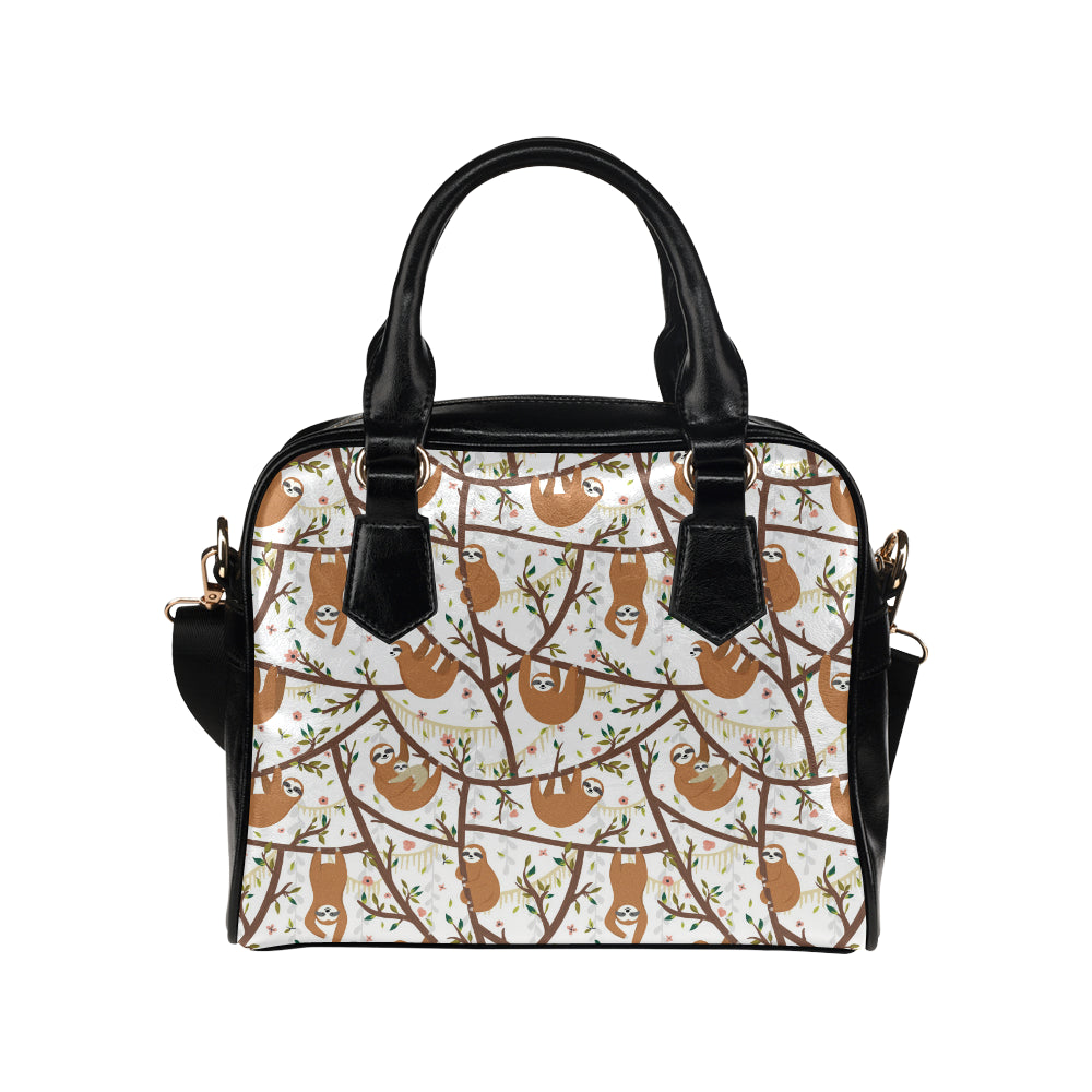 Sloths hanging on the tree pattern Shoulder Handbag