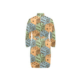 Dice Pattern Print Design 05 Men's Long Sleeve Belted Night Robe