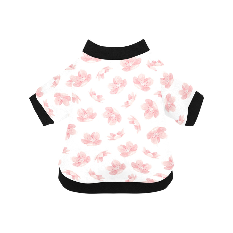 Pink sakura cherry blossom pattern All Over Print Pet Dog Round Neck Fuzzy Shirt