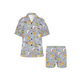 Math Pattern Print Design 04 Women's V-Neck Short Pajama Set