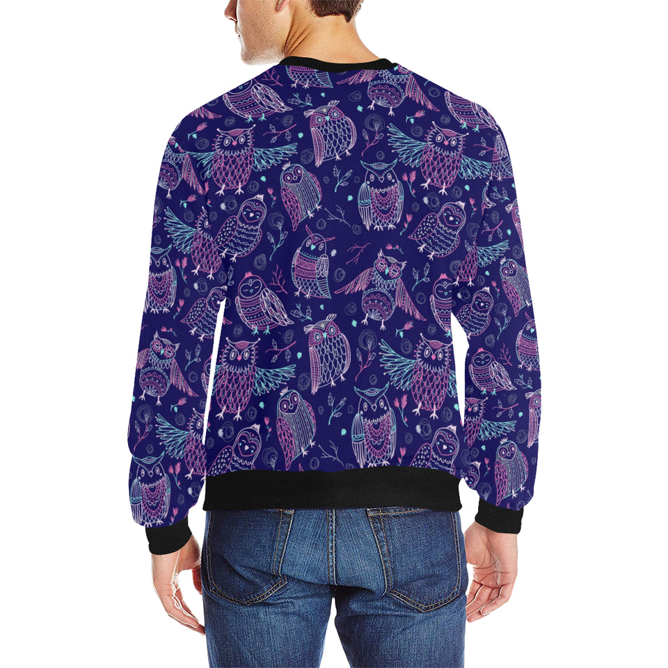 Cute owls pattern boho style ornament Men's Crew Neck Sweatshirt