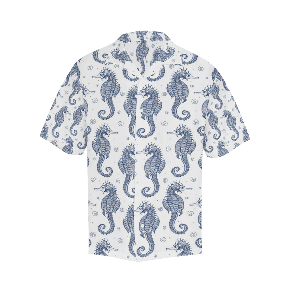 Seahorse pattern background Men's All Over Print Hawaiian Shirt