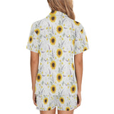 beautiful sunflowers pattern Women's V-Neck Short Pajama Set