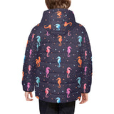 Watercolor colorful seahorse pattern Kids' Boys' Girls' Padded Hooded Jacket