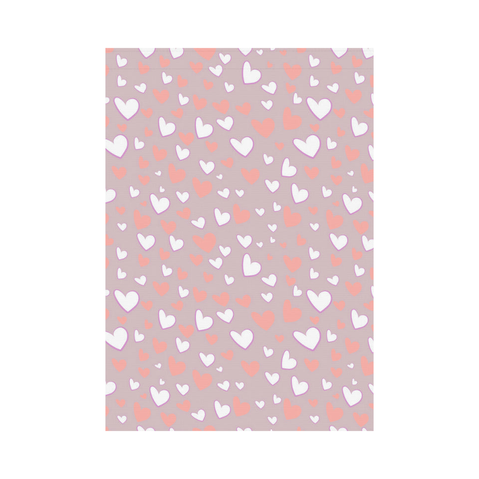 coral white heart pattern House Flag Garden Flag