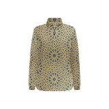 arabic star gold pattern Women's Long Sleeve Polo Shirt
