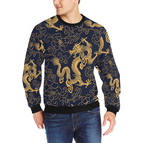 Gold dragon pattern Men's Crew Neck Sweatshirt