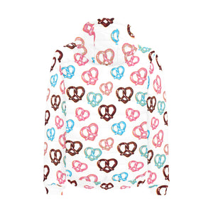 Pretzels Pattern Print Design 04 Men's Padded Hooded Jacket