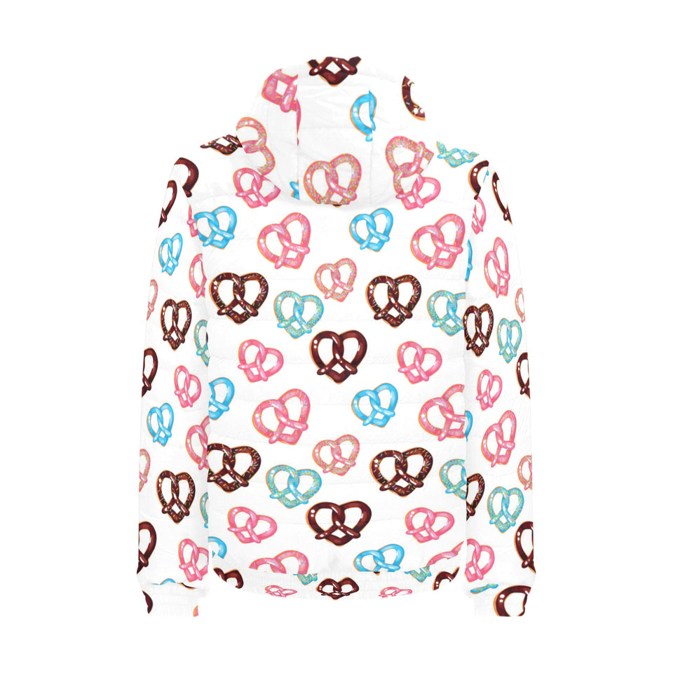 Pretzels Pattern Print Design 04 Men's Padded Hooded Jacket