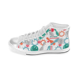 Watercolor bowling pattern Women's High Top Canvas Shoes White