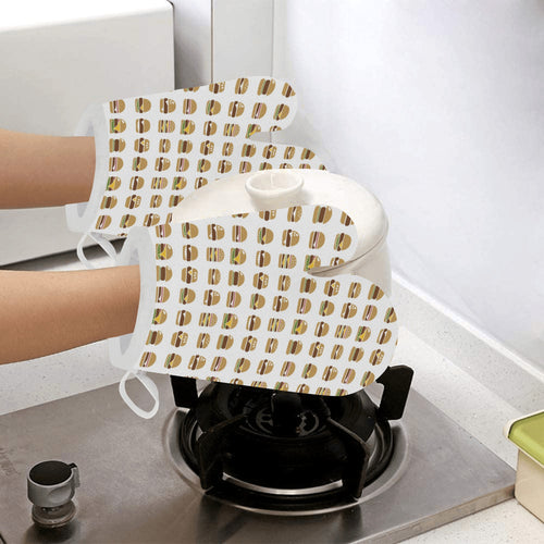 Hamburger Pattern Print Design 02 Heat Resistant Oven Mitts
