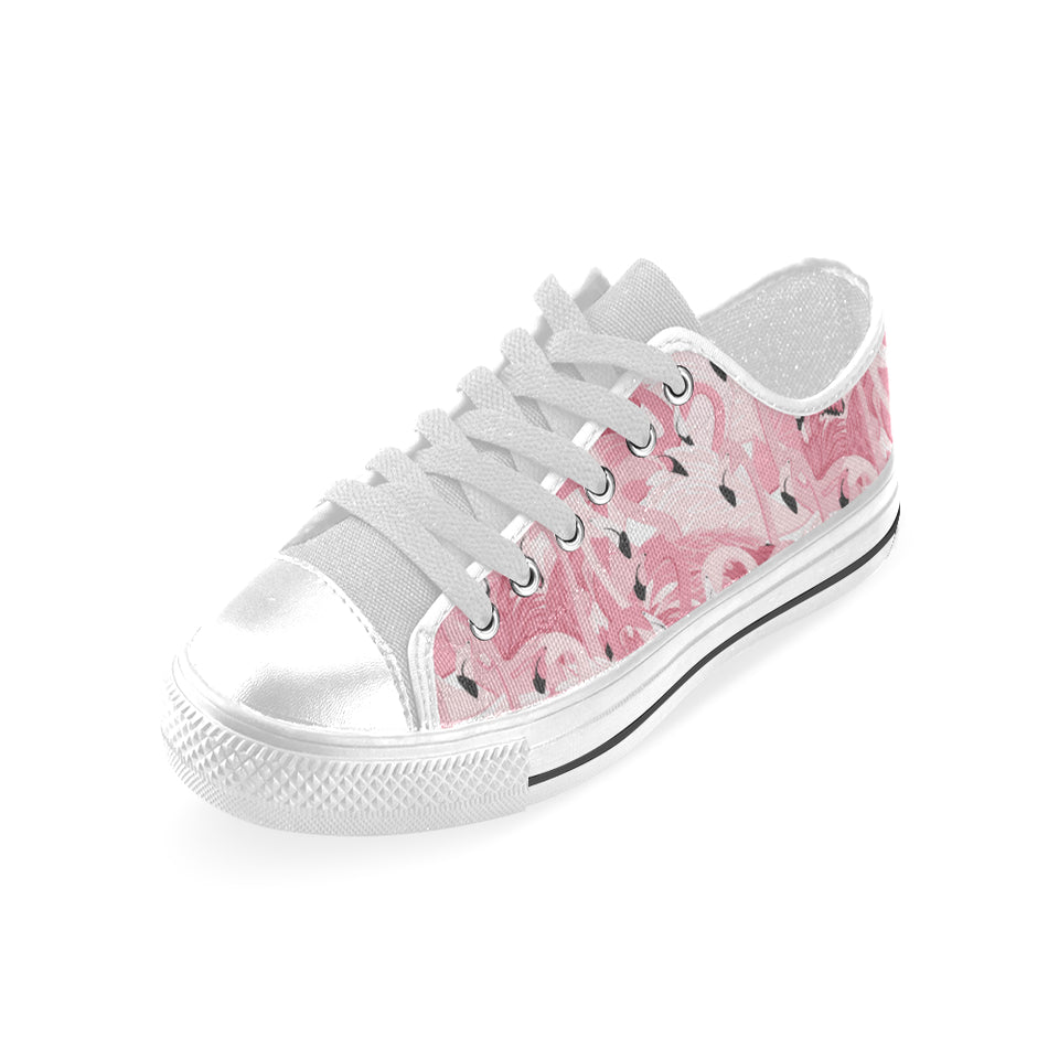 Pink flamingos pattern background Men's Low Top Shoes White