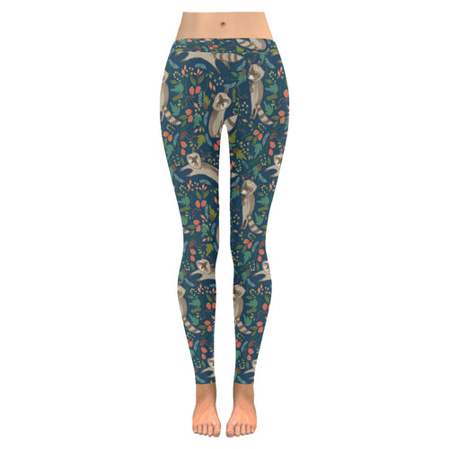 Raccoon tropical leaves pattern Women's Legging Fulfilled In US